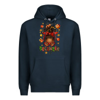 Navy december girl christmas afro messy bun Premium Hoodie - texasbilliewilder