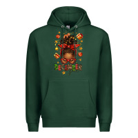 Sports Green december girl christmas afro messy bun Premium Hoodie - texasbilliewilder