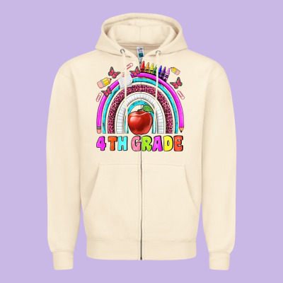 4 Th  Grade Zipper Hoodie Designed By Bundleandbundleshop