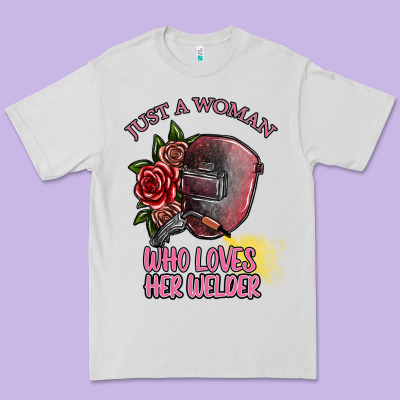 Just A Woman Who Loves Her Welder Premium Tee Designed By Sublimationcraftshop