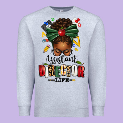 Assistant Director Life Afro Messy Bun Premium Sweatshirt Designed By Texasbilliewilder