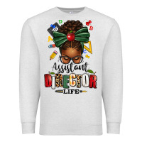 Oatmeal Heather assistant director life afro messy bun Premium Sweatshirt - texasbilliewilder