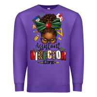 Purple assistant director life afro messy bun Premium Sweatshirt - texasbilliewilder
