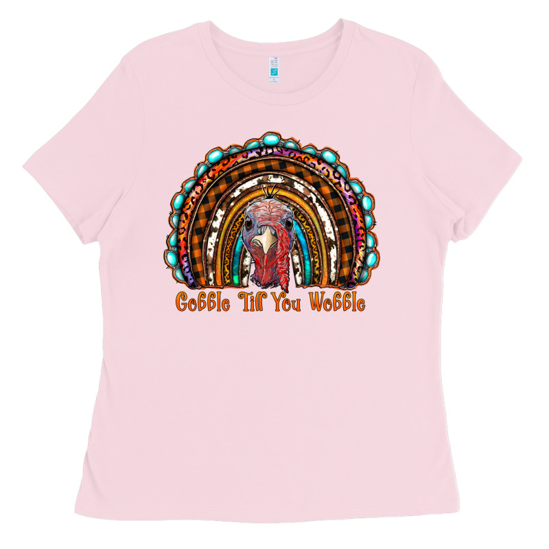 Gobble Till You Wobble Thanksgiving Rainbow Ladies Tee by RanaPortraitStore | Teevron
