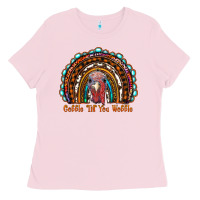 Bubblegum Pink gobble till you wobble thanksgiving rainbow Ladies Tee - RanaPortraitStore