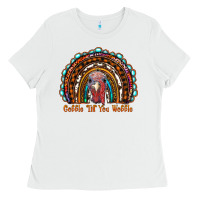 White gobble till you wobble thanksgiving rainbow Ladies Tee - RanaPortraitStore