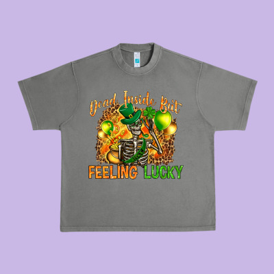 Dead Inside But Feeling Lucky Urban Heavy Tee Designed By Nancycooperartshop