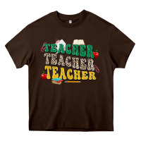Chocolate Brown teacher teacher teacher Heavy Core Tee - Zillion Design Studio