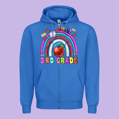 3 Rd Grade Zipper Hoodie Designed By Bundleandbundleshop