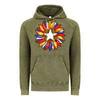 Vintage Olive american flag and sunflower with star Vintage Hoodie - Artiststas
