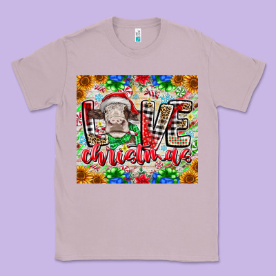 Love Christmas Cow Classic Tee Designed By Cowhidedigitalart