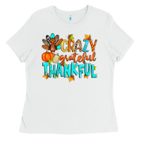 White crazy grateful thankful Ladies Tee - Zillion Design Studio