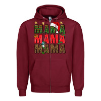 Burgundy Christmas Mama Zipper Hoodie - BundleAndBundleShop