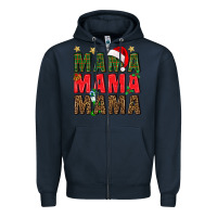 Navy Christmas Mama Zipper Hoodie - BundleAndBundleShop