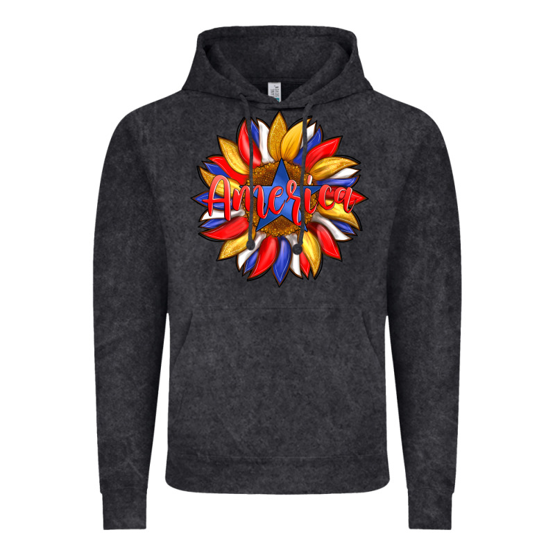 America With American Flag Colors And Sunflower With Star Vintage Hoodie by Artiststas | Teevron
