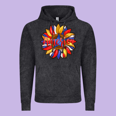 America With American Flag Colors And Sunflower With Star Vintage Hoodie Designed By Artiststas