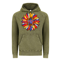 Vintage Olive america with american flag colors and sunflower with star Vintage Hoodie - Artiststas