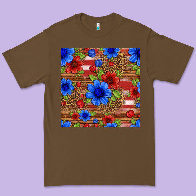 Patriotic Flowers Seamless Pattern Premium Tee Designed By Hra Design Shop