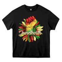 Black juneteenth fist sunflower Heavy Core Tee - BarkalooDesign
