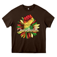 Chocolate Brown juneteenth fist sunflower Heavy Core Tee - BarkalooDesign