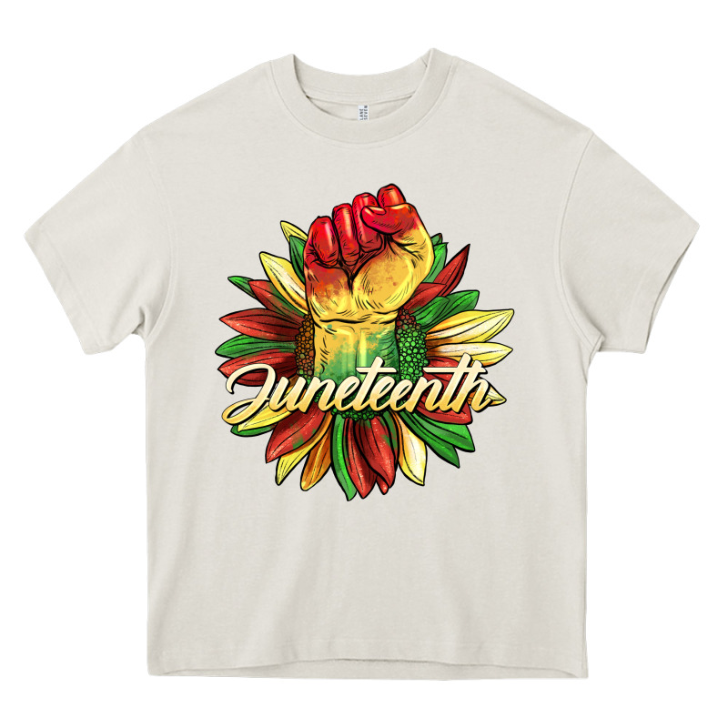Juneteenth Fist Sunflower Heavy Core Tee by BarkalooDesign | Teevron