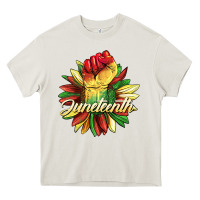 Cream juneteenth fist sunflower Heavy Core Tee - BarkalooDesign