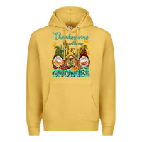 Antique Gold Thanksgiving With My Gnomes Premium Hoodie - NancyCooperArtShop