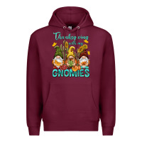 Burgundy Thanksgiving With My Gnomes Premium Hoodie - NancyCooperArtShop