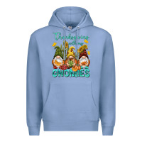 Colony Blue Thanksgiving With My Gnomes Premium Hoodie - NancyCooperArtShop