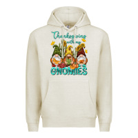 Oatmeal Heather Thanksgiving With My Gnomes Premium Hoodie - NancyCooperArtShop