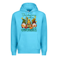 Ocean Blue Thanksgiving With My Gnomes Premium Hoodie - NancyCooperArtShop