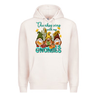 Pale Pink Thanksgiving With My Gnomes Premium Hoodie - NancyCooperArtShop