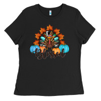 Black thanksgiving turkey pumpkin blessed Ladies Tee - RanaPortraitStore