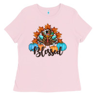 Bubblegum Pink thanksgiving turkey pumpkin blessed Ladies Tee - RanaPortraitStore