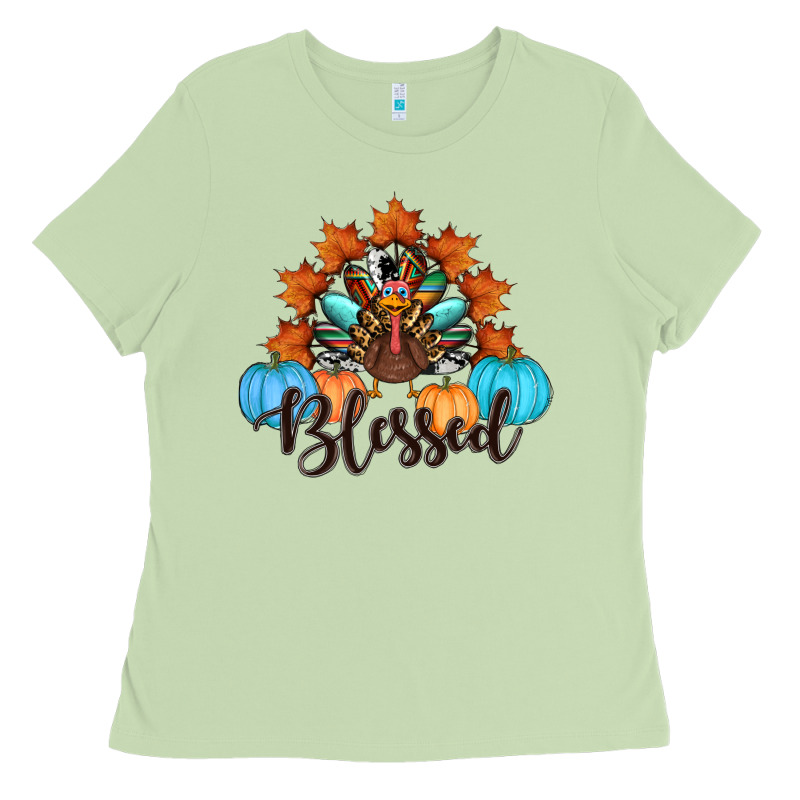 Thanksgiving Turkey Pumpkin Blessed Ladies Tee by RanaPortraitStore | Teevron