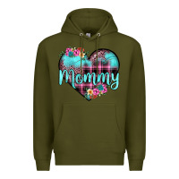 Army Green mommy leopard turquoise heart Premium Hoodie - JahusDesignShop