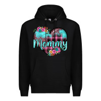 Black mommy leopard turquoise heart Premium Hoodie - JahusDesignShop