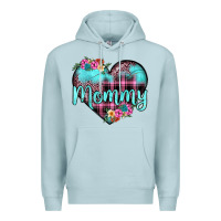 Blue Mist mommy leopard turquoise heart Premium Hoodie - JahusDesignShop