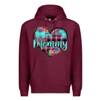 Burgundy mommy leopard turquoise heart Premium Hoodie - JahusDesignShop