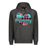 Charcoal Heather mommy leopard turquoise heart Premium Hoodie - JahusDesignShop