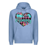 Colony Blue mommy leopard turquoise heart Premium Hoodie - JahusDesignShop