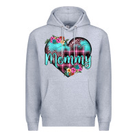Heather Grey mommy leopard turquoise heart Premium Hoodie - JahusDesignShop