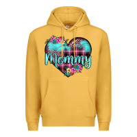 Mustard mommy leopard turquoise heart Premium Hoodie - JahusDesignShop