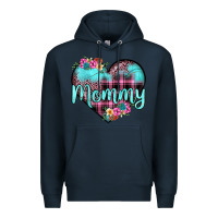 Navy mommy leopard turquoise heart Premium Hoodie - JahusDesignShop