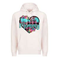 Pale Pink mommy leopard turquoise heart Premium Hoodie - JahusDesignShop