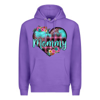 Purple mommy leopard turquoise heart Premium Hoodie - JahusDesignShop