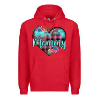 Red mommy leopard turquoise heart Premium Hoodie - JahusDesignShop