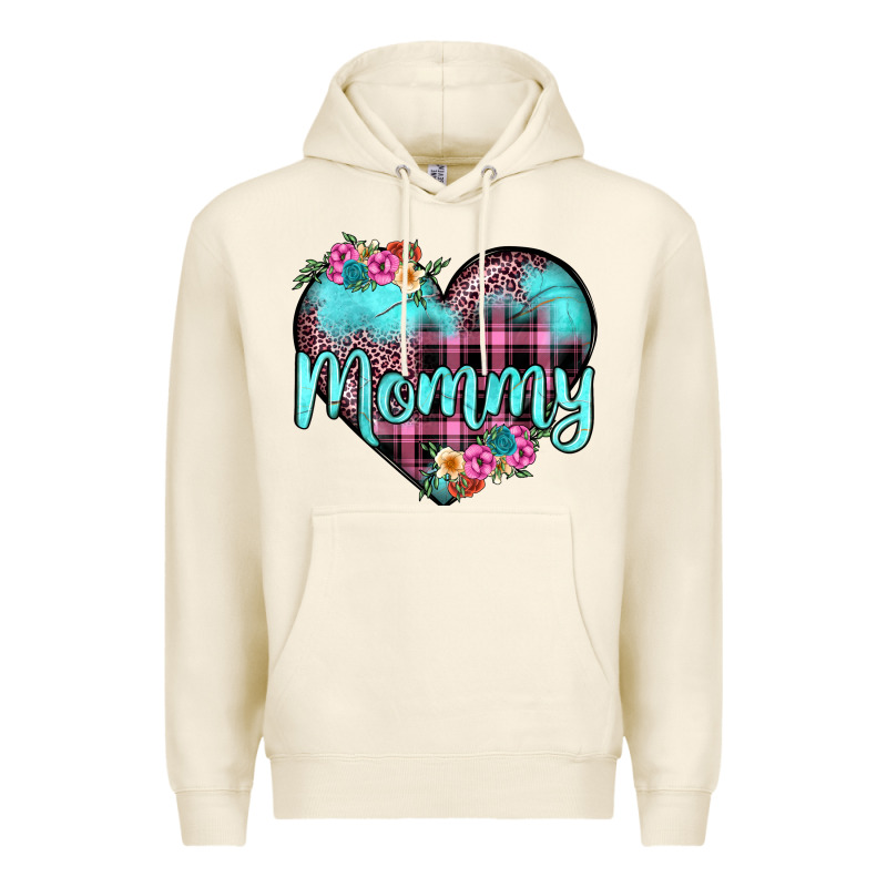 Mommy Leopard Turquoise Heart Premium Hoodie by JahusDesignShop | Teevron