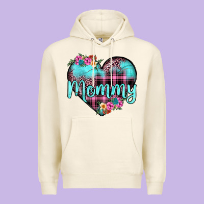 Mommy Leopard Turquoise Heart Premium Hoodie Designed By Jahusdesignshop