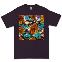 Plum sunflower horses seamless pattern Premium Tee - HRA Design Shop